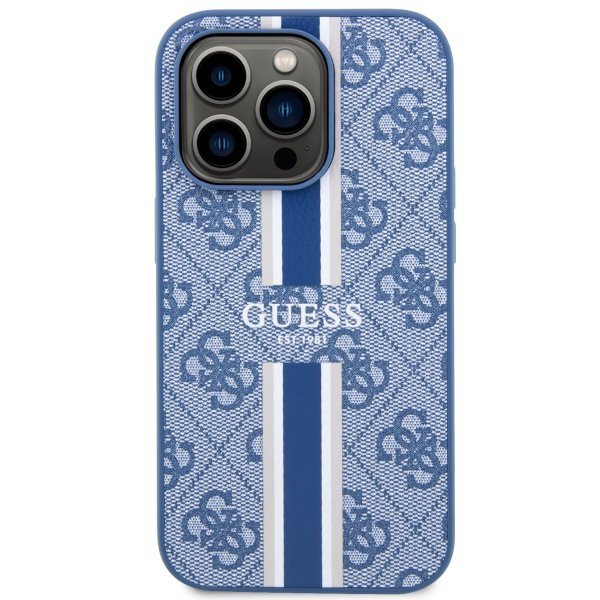 Guess GUHMP14LP4RPSB iPhone 14 Pro 6.1&quot; niebieski/blue hardcase 4G Printed Stripes MagSafe