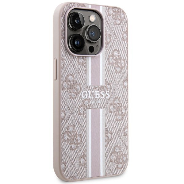 Guess GUHMP14LP4RPSP iPhone 14 Pro 6.1&quot; różowy/pink hardcase 4G Printed Stripes MagSafe