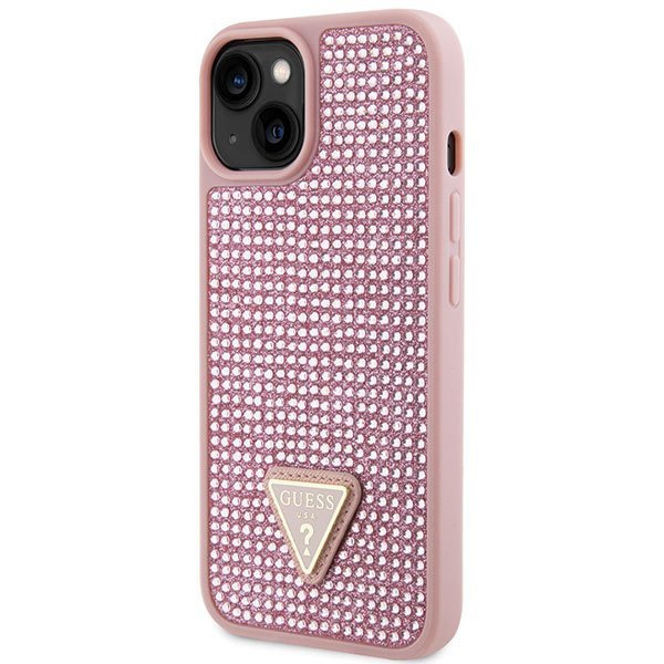 Guess GUHCP14SHDGTPP iPhone 14 / 15 / 13 6.1&quot; różowy/pink hardcase Rhinestone Triangle