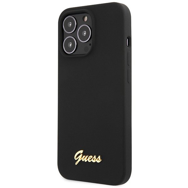 Guess GUHCP13XLSLMGBK iPhone 13 Pro Max 6.7&quot; black/czarny hardcase Silicone Script Gold Logo