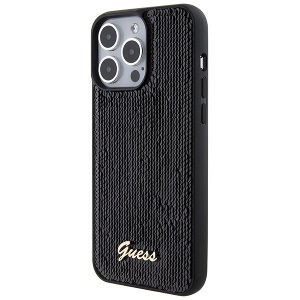 Guess GUHCP15XPSFDGSK iPhone 15 Pro Max 6.7&quot; czarny/black hardcase Sequin Script Metal