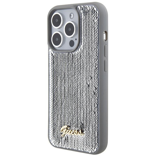Guess GUHCP15XPSFDGSS iPhone 15 Pro Max 6.7&quot; srebrny/silver hardcase Sequin Script Metal