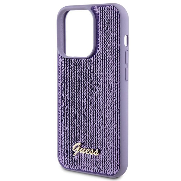 Guess GUHCP15XPSFDGSU iPhone 15 Pro Max 6.7&quot; fioletowy/purple hardcase Sequin Script Metal