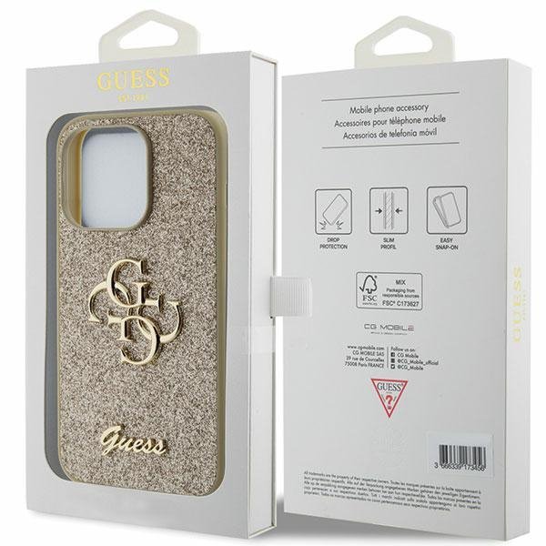 Guess GUHCP15LHG4SGD iPhone 15 Pro 6.1&quot; złoty/gold hardcase Glitter Script Big 4G