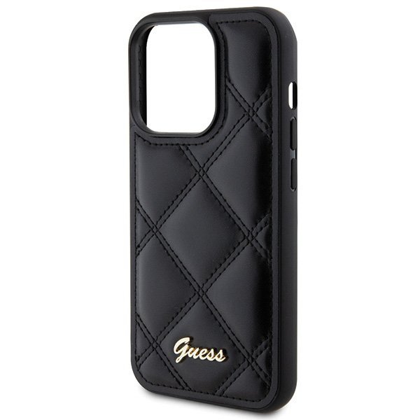 Guess GUHCP15LPSQSQSK iPhone 15 Pro 6.1&quot; czarny/black hardcase Quilted Metal Logo