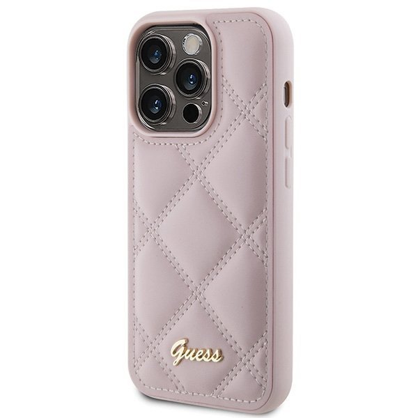 Guess GUHCP15XPSQSQSP iPhone 15 Pro Max 6.7&quot; różowy/pink hardcase Quilted Metal Logo