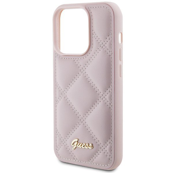 Guess GUHCP15XPSQSQSP iPhone 15 Pro Max 6.7&quot; różowy/pink hardcase Quilted Metal Logo
