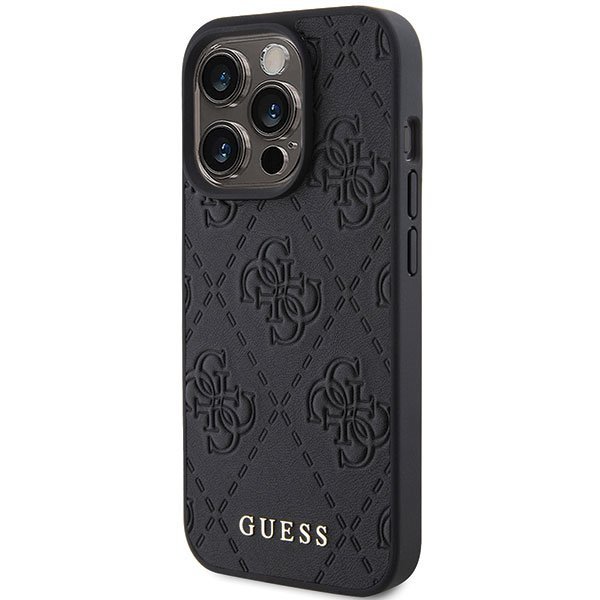 Guess GUHCP15LP4EPMK iPhone 15 Pro 6.1&quot;czarny/black hardcase Leather 4G Stamped