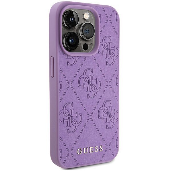 Guess GUHCP15XP4EPMU iPhone 15 Pro Max 6.7&quot; fioletowy/light purple hardcase Leather 4G Stamped