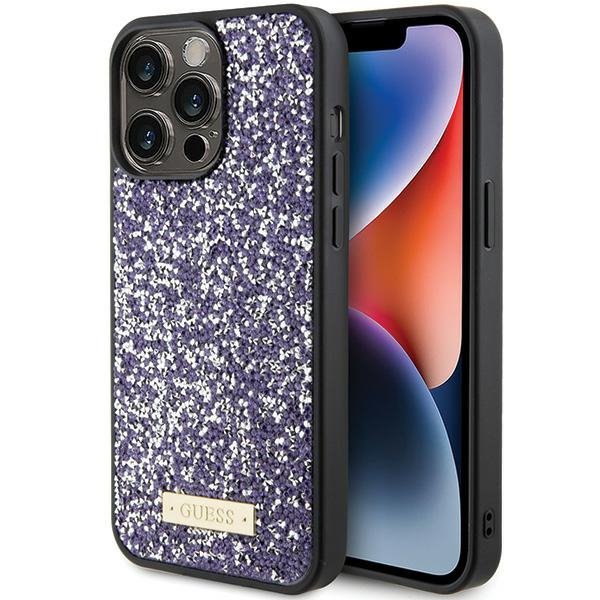 Guess GUHCP15XPFGSBSP iPhone 15 Pro Max 6.7&quot; fioletowy/purple hardcase Rhinestone Metal Logo