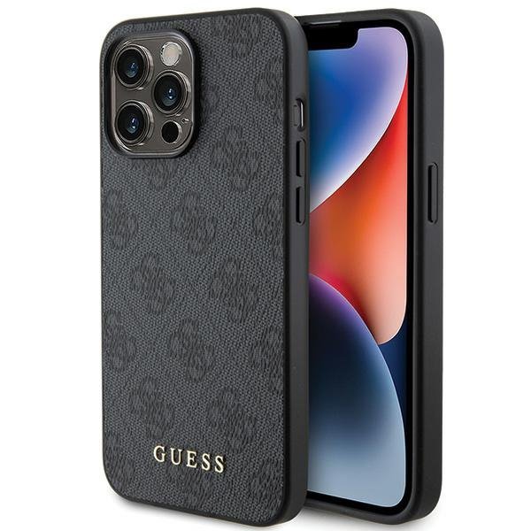 Guess GUHCP15LG4GFGR iPhone 15 Pro 6.1&quot; szary/grey hard case 4G Metal Gold Logo