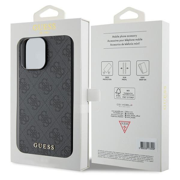 Guess GUHCP15XG4GFGR iPhone 15 Pro Max 6.7&quot; szary/grey hard case 4G Metal Gold Logo