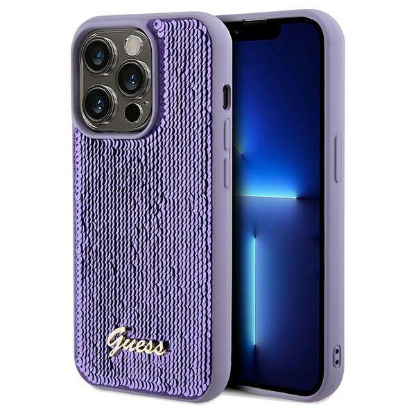 Guess GUHCP14LPSFDGSU iPhone 14 Pro 6.1&quot; fioletowy/purple hardcase Sequin Script Metal