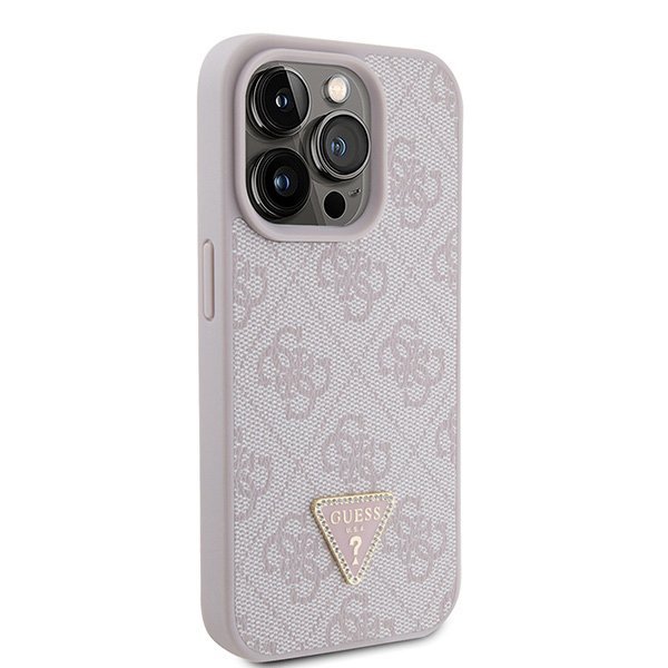 Guess GUHCP15LP4TDPP iPhone 15 Pro 6.1&quot; różowy/pink hardcase Leather 4G Triangle Strass
