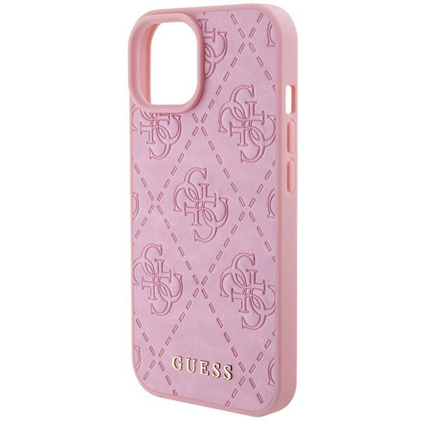 Guess GUHCP15SP4EPMP iPhone 15 / 14 / 13 6.1&quot; różowy/pink hardcase Leather 4G Stamped