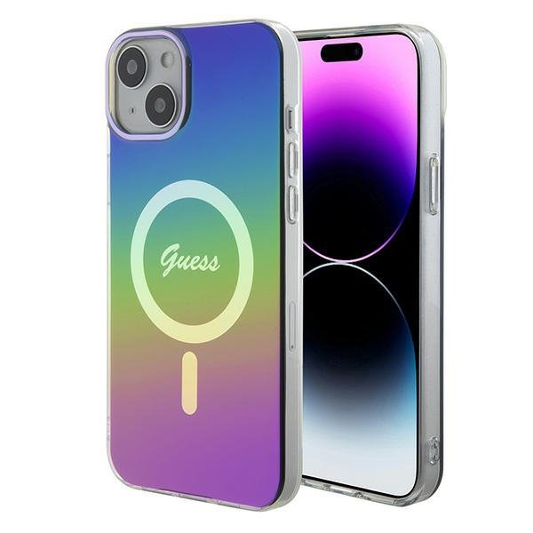 Guess GUHMP15SHITSK iPhone 15 / 14 / 13 6.1&quot; wielokolorowy/rainbow hardcase IML Iridescent MagSafe