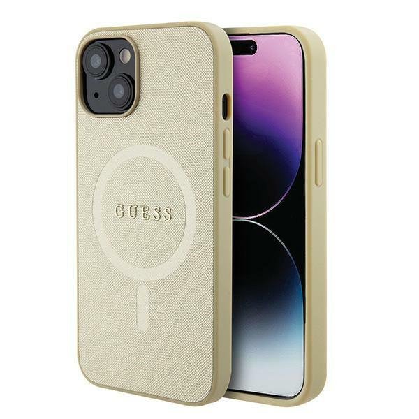Guess GUHMP15MPSAHMCB iPhone 15 Plus / 14 Plus 6.7&quot; złoty/gold hardcase Saffiano MagSafe