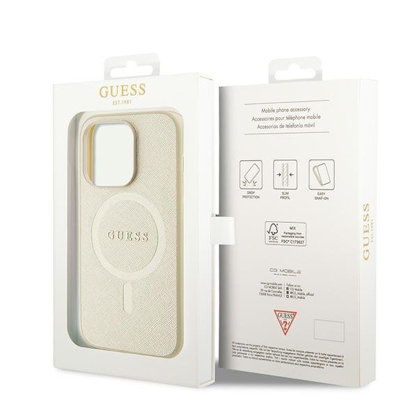 Guess GUHMP15XPSAHMCB iPhone 15 Pro Max 6.7&quot; złoty/gold hardcase Saffiano MagSafe