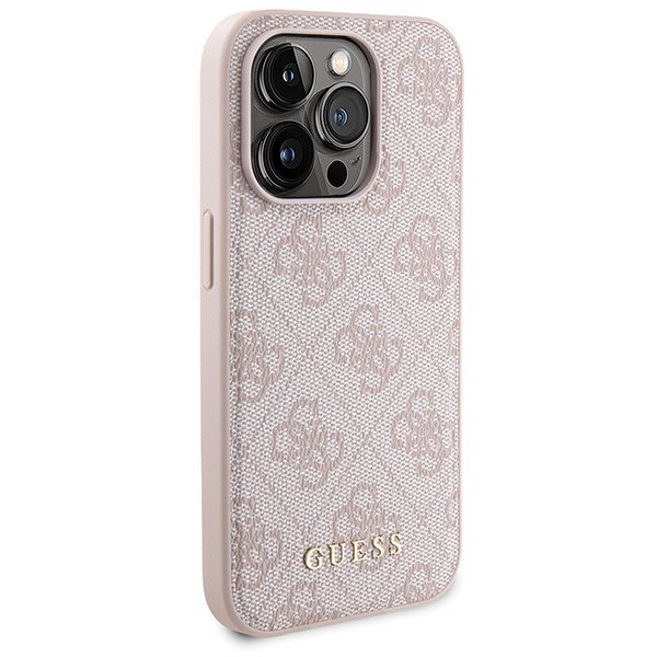 Zestaw Guess GUBPM5P15L4GEMGP iPhone15 Pro 6.1&quot; hardcase + Powerbank 5000mAh MagSafe różowy/pink 4G Metal Logo