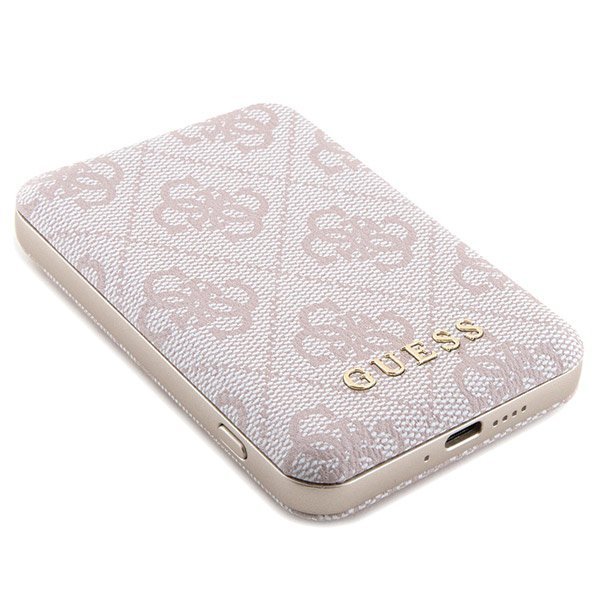 Zestaw Guess GUBPM5P15X4GEMGP iPhone15 Pro Max 6.7&quot; hardcase + Powerbank 5000mAh MagSafe różowy/pink 4G Metal Logo