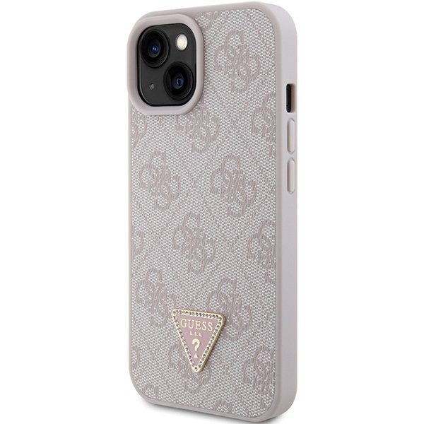 Guess GUHCP15SP4TDPP iPhone 15 / 14 / 13 6.1&quot; różowy/pink hardcase Leather 4G Triangle Strass