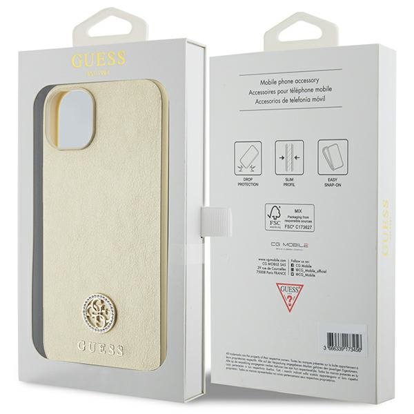 Guess GUHCP15SPS4DGPD iPhone 15 / 14 / 13 6.1&quot; złoty/gold hardcase Leather 4G Metal Logo Strass