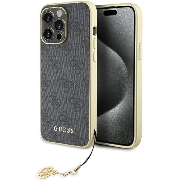 Guess GUHCP15XGF4GGR iPhone 15 Pro Max 6.7&quot; szary/grey hardcase 4G Charms Collection