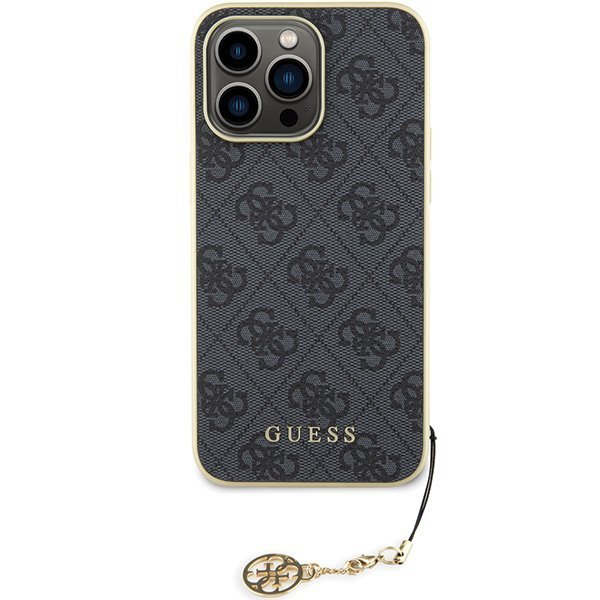 Guess GUHCP15XGF4GGR iPhone 15 Pro Max 6.7&quot; szary/grey hardcase 4G Charms Collection