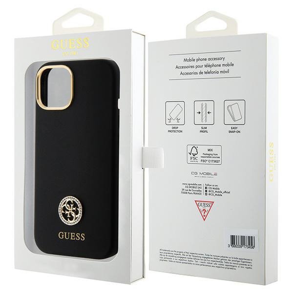 Guess GUHCP15SM4DGPK iPhone 15 / 14 / 136.1&quot; czarny/black hardcase Silicone Logo Strass 4G