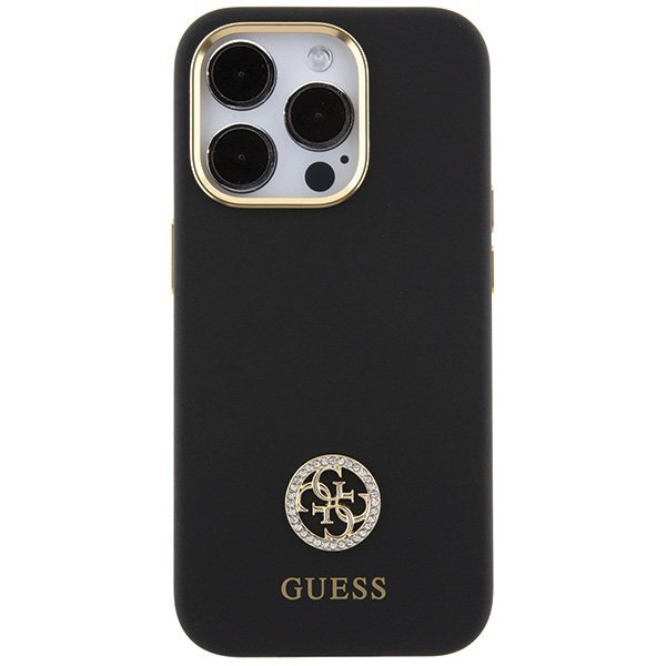 Guess GUHCP15LM4DGPK iPhone 15 Pro6.1&quot; czarny/black hardcase Silicone Logo Strass 4G