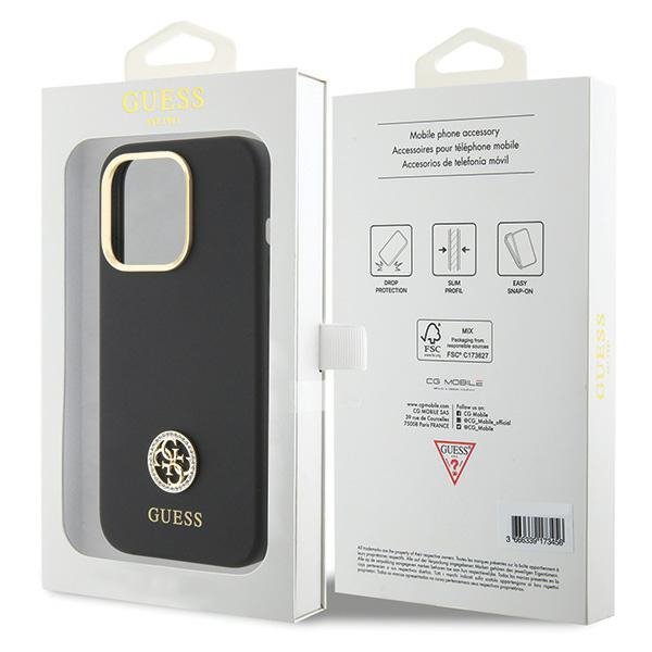 Guess GUHCP15LM4DGPK iPhone 15 Pro6.1&quot; czarny/black hardcase Silicone Logo Strass 4G