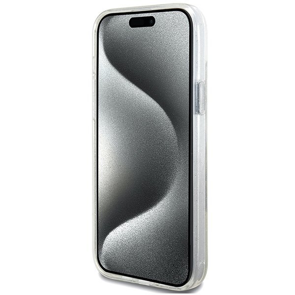 Guess GUHMP15MHRSGSD iPhone 15 Plus / 14 Plus 6.7&quot; przezroczysty/transparent hardcase Ring Stand Script Glitter MagSafe