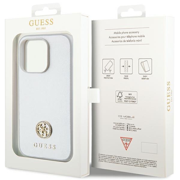 Guess GUHCP15XPS4DGPS iPhone 15 Pro Max 6.7&quot; srebrny/silver hardcase Strass Metal Logo