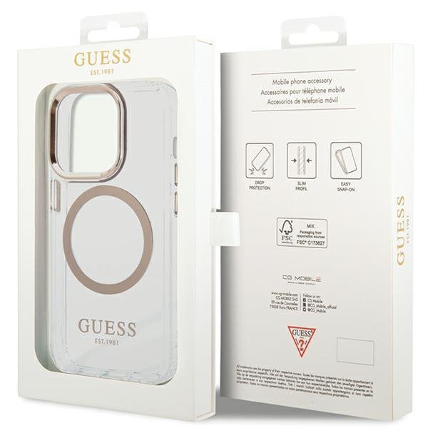 Guess GUHMP15XHTRMD iPhone 15 Pro Max6.7&quot; złoty/gold hard case Metal Outline Magsafe
