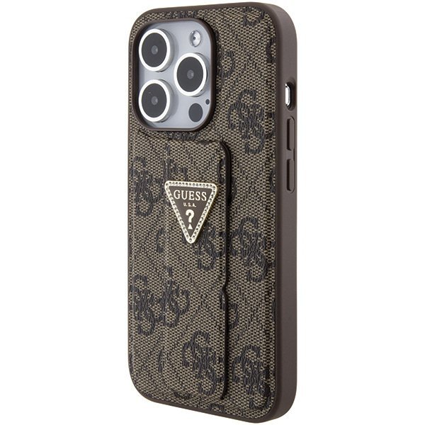Guess GUHCP15XPGS4TDW iPhone 15 Pro Max 6.7&quot; brązowy/brown hardcase Grip Stand 4G Triangle Strass