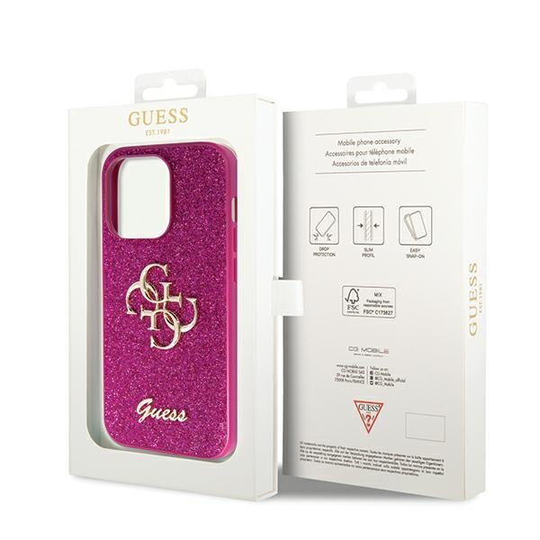 Guess GUHCP15LHG4SGU iPhone 15 Pro 6.1&quot; fioletowy/purple hardcase Glitter Script Big 4G
