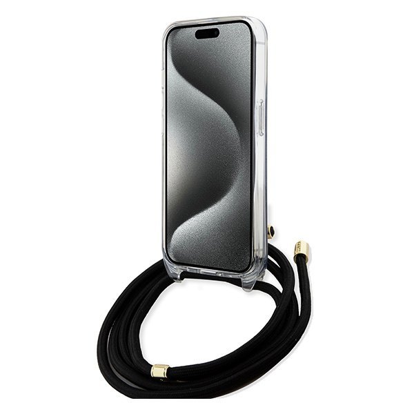 Guess GUHCP15LHC4SEK iPhone 15 Pro 6.1&quot; czarny/black hardcase Crossbody Cord 4G Print