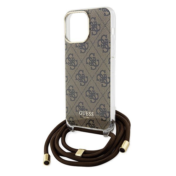 Guess GUHCP15XHC4SEW iPhone 15 Pro Max 6.7&quot; brązowy/brown hardcase Crossbody Cord 4G Print