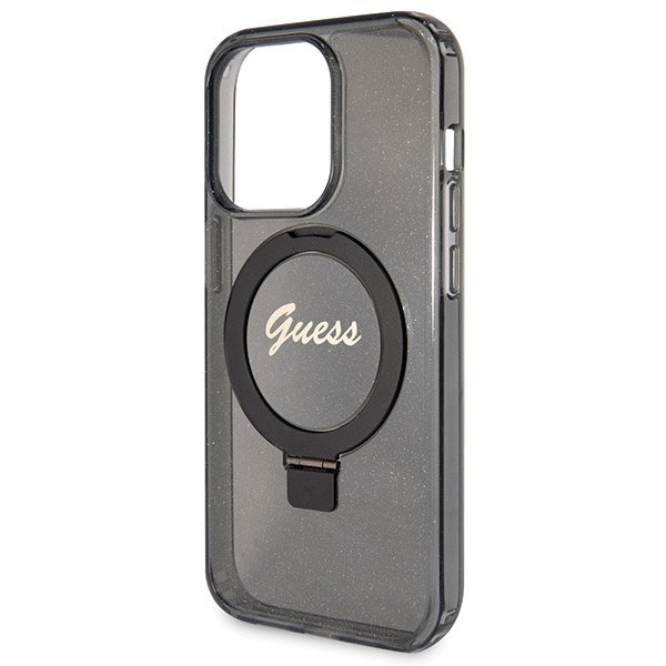 Guess GUHMP13XHRSGSK iPhone 13 Pro Max 6.7&quot; czarny/black hardcase Ring Stand Script Glitter MagSafe