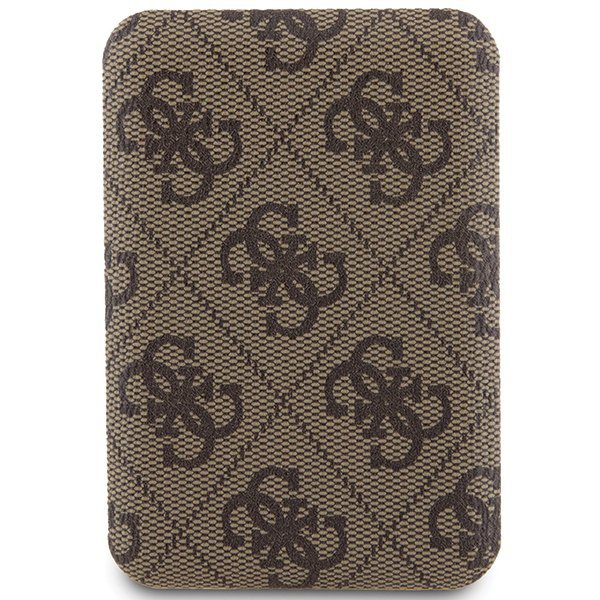Guess Powerbank indukcyjny 15WGUPB5FP4EMGW 5000mAh brązowy/brown 4G Leather Metal Logo MagSafe