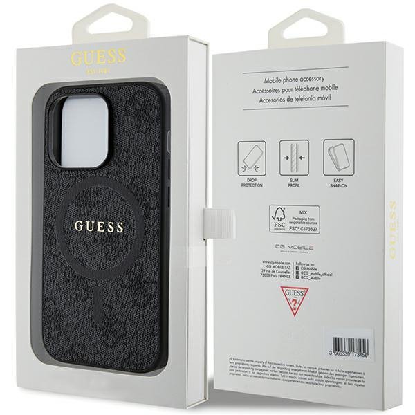 Guess GUHMP14XG4GFRK iPhone 14 Pro Max 6.7&quot; czarny/black hardcase 4G Collection Leather Metal Logo MagSafe