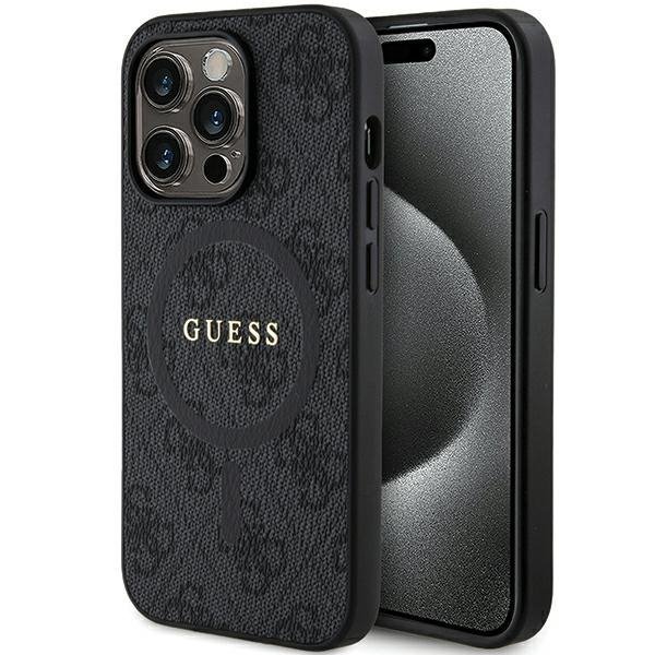 Guess GUHMP15XG4GFRK iPhone 15 Pro Max 6.7&quot; czarny/black hardcase 4G Collection Leather Metal Logo MagSafe