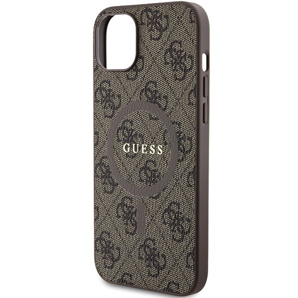Guess GUHMP15MG4GFRW iPhone 15 Plus / 14 Plus 6.7&quot; brązowy/brown hardcase 4G Collection Leather Metal Logo MagSafe