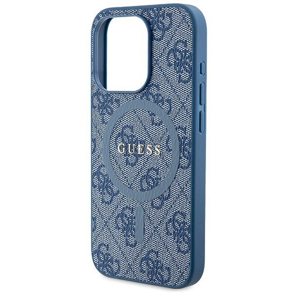 Guess GUHMP14XG4GFRB iPhone 14 Pro Max 6.7&quot; niebieski/blue hardcase 4G Collection Leather Metal Logo MagSafe