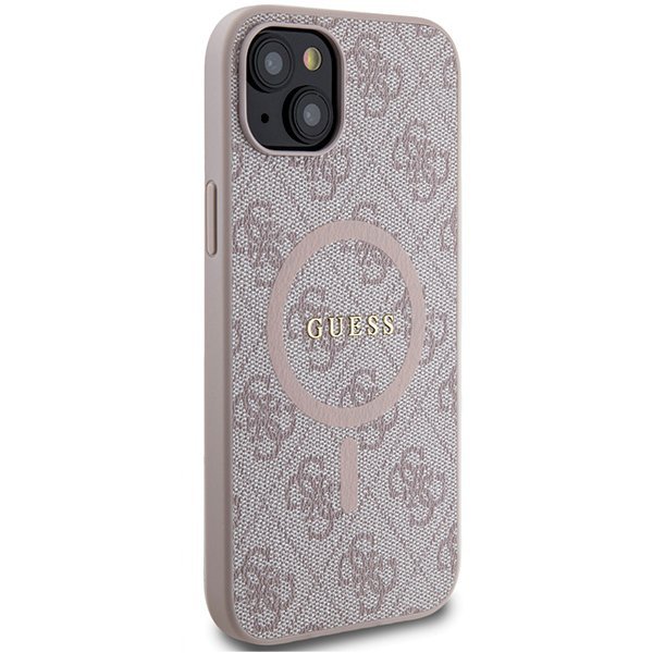 Guess GUHMP15SG4GFRP iPhone 15 / 14 / 13 6.1&quot; różowy/pink hardcase 4G Collection Leather Metal Logo MagSafe