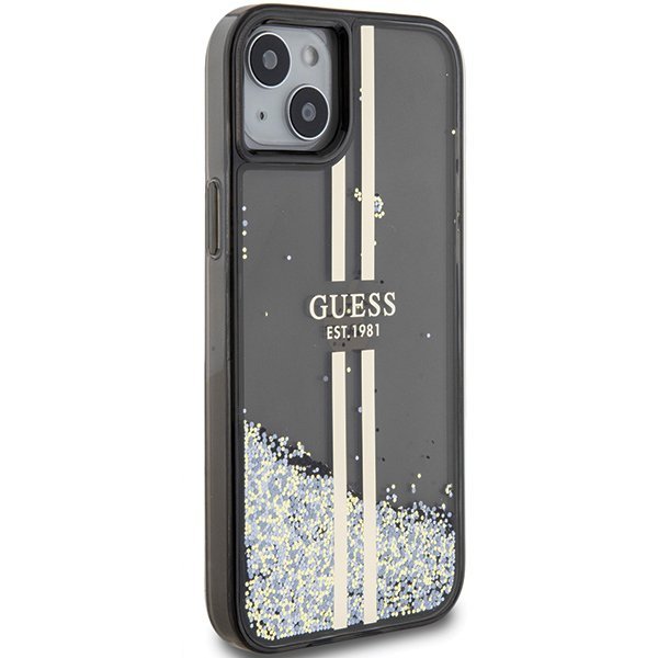 Guess GUHCP15MLFCSEGK iPhone 15 Plus / 14 Plus 6.7&quot; czarny/black hardcase Liquid Glitter Gold Stripes