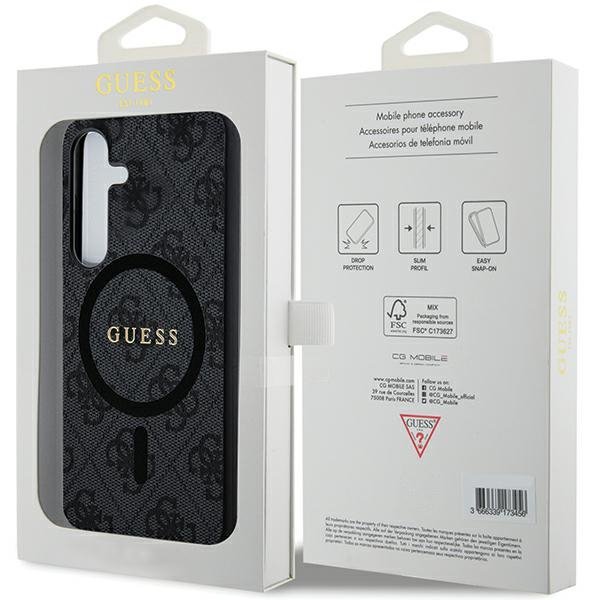 Guess GUHMS24MG4GFRK S24+ S926 czarny/black hardcase 4G Collection Leather Metal Logo MagSafe