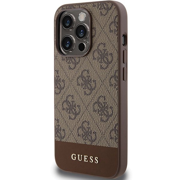 Guess GUHCP15XG4GLBR iPhone 15 Pro Max 6.7&quot; brązowy/brown hardcase 4G Stripe Collection