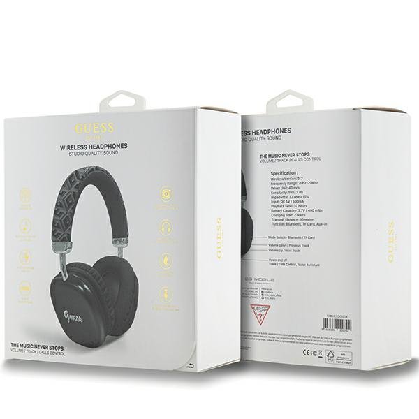 Guess słuchawki nauszne BluetoothGUBHK1GCTCSK czarny/black Gcube Metallic Script Logo