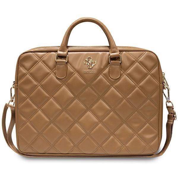 Guess Torba GUCB15ZPSQSSGW 16"brązowy/brown Quilted 4G